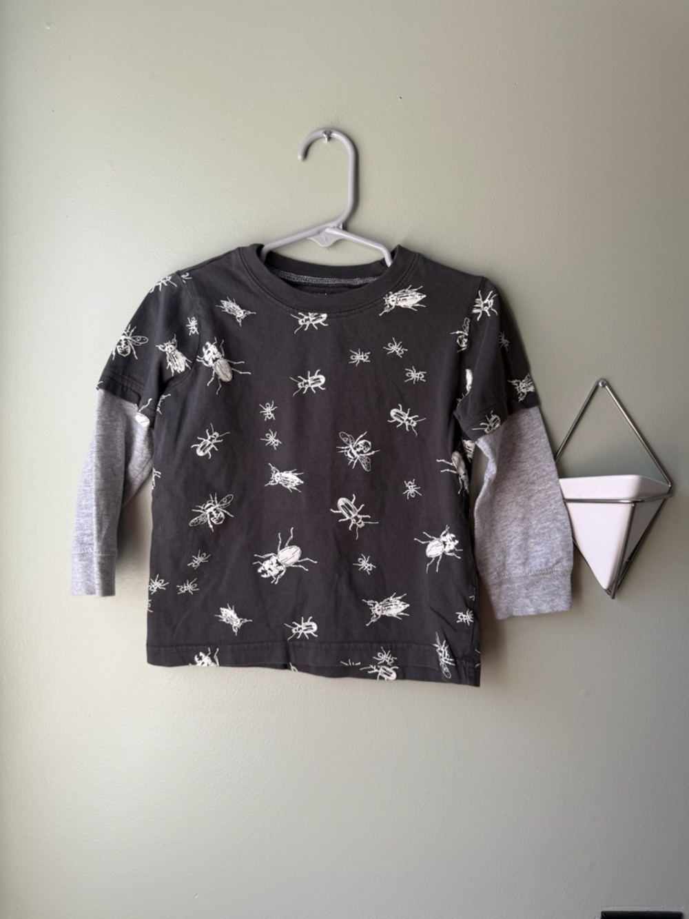 Carter's Black Layered-Look Long Sleeve Tee with White Bug Print